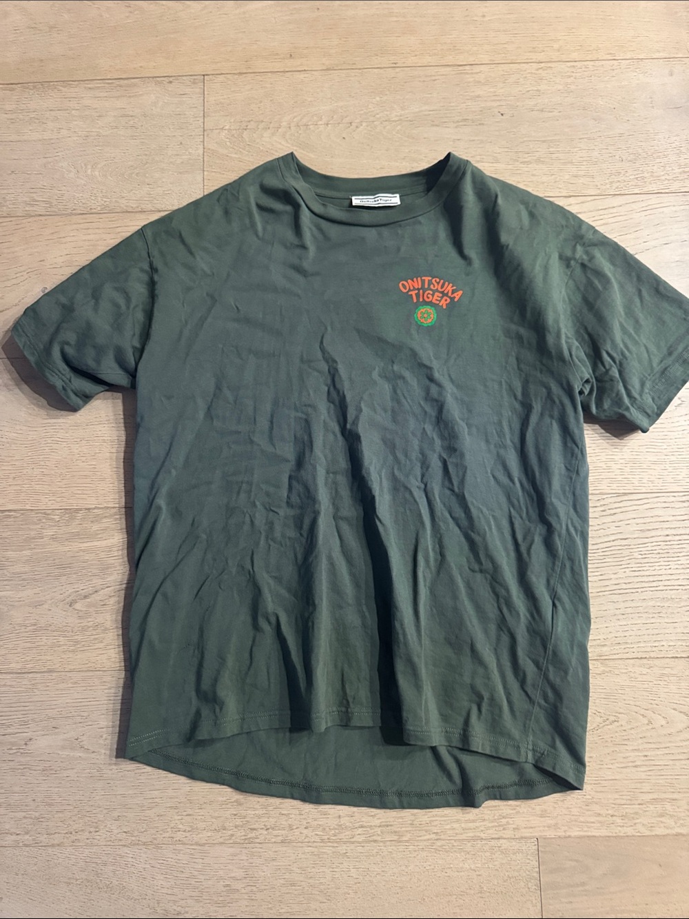 Onitsuka Tiger by Asics Olive Green Tee with Orange Logo